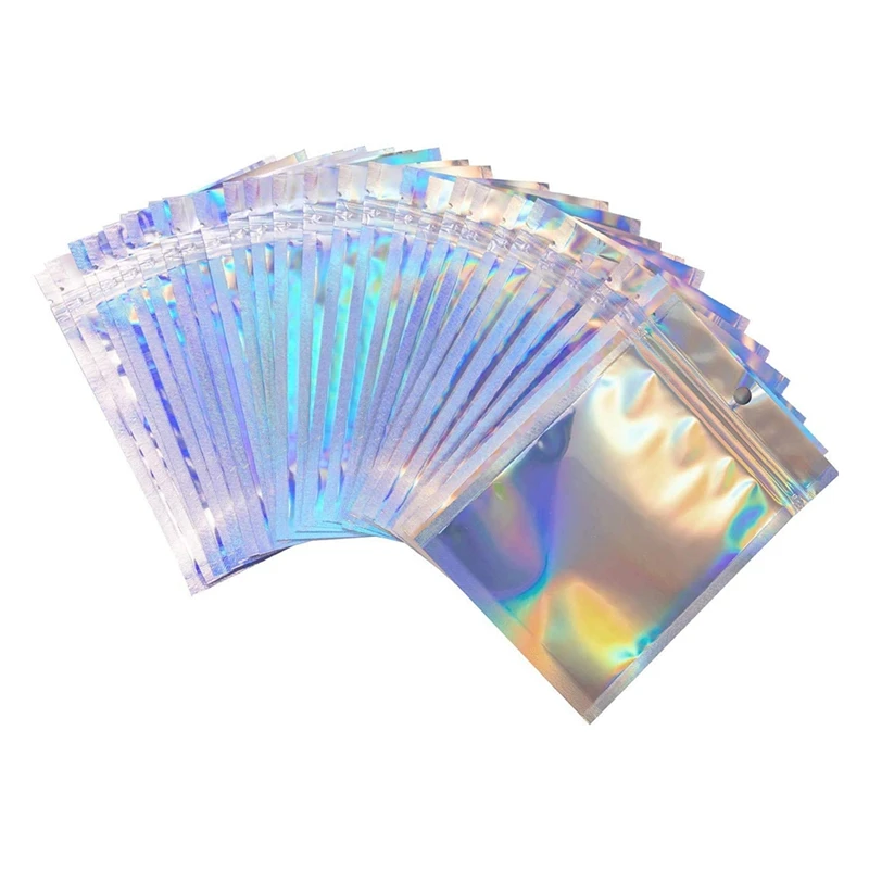 

Resealable Smell Proof Mylar Bags Foil Pouch Bag Flat Storage Holographic Bag Bags For Party Favor Food Storage