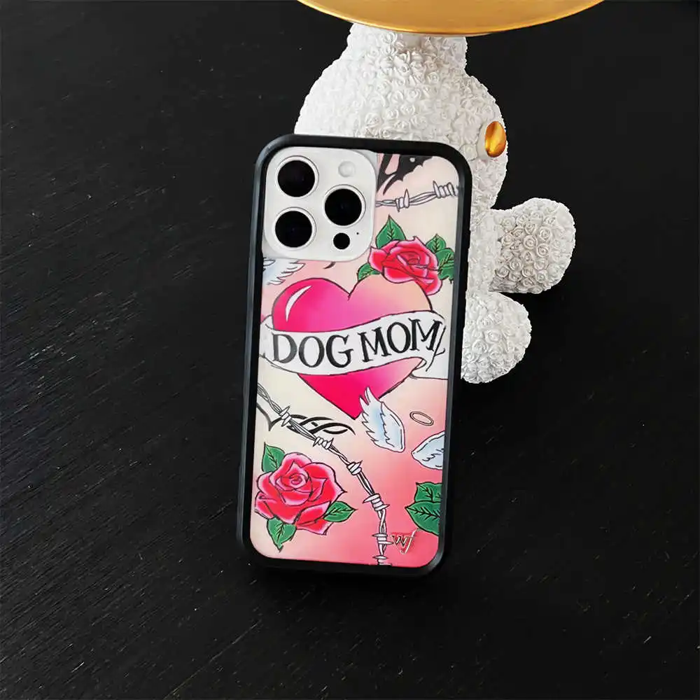 Wildflower 3d Roze Bloemen Telefoonhoesje Voor Iphone 16 15 14 13 12 Pro Max Plus 16pro 15pro Wf Schattig Meisje Cartoon Cover Geometrie