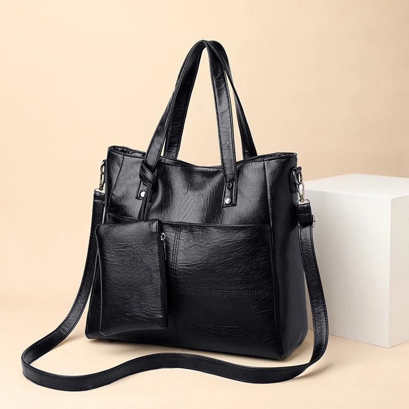 

Новая женская сумка, комплект из двух предметов, сумка для свекрови, мягкая кожаная сумка на плечо, женская большая сумка, сумка через плечо, большая вместительная сумка для покупок, модная сумка