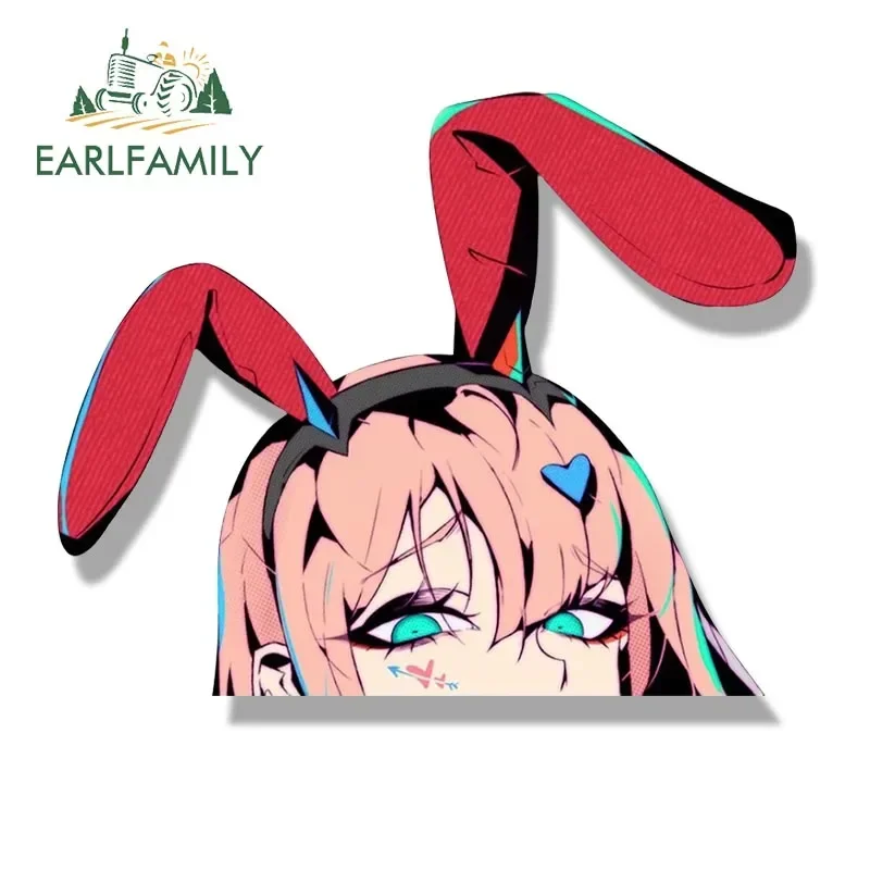EARLFAMILY Bunny Girl Zero Two Fanart Peeker Car Sticker NSFW Sexy Waifu Anime Sketch Decal JDM Cartoon Auto Graffiti Stickers view 3