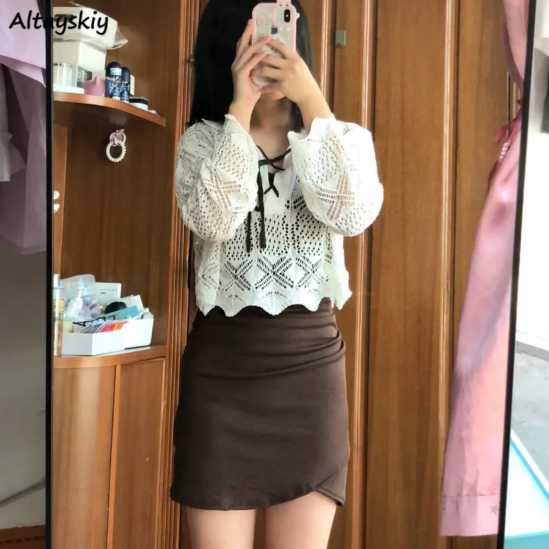 Women 2 Pieces Sets Sleeveless Slim Sexy Mini Dresses Summer Knitted Long Sleeve Tops Casual Temper Korean Style Streetwear New