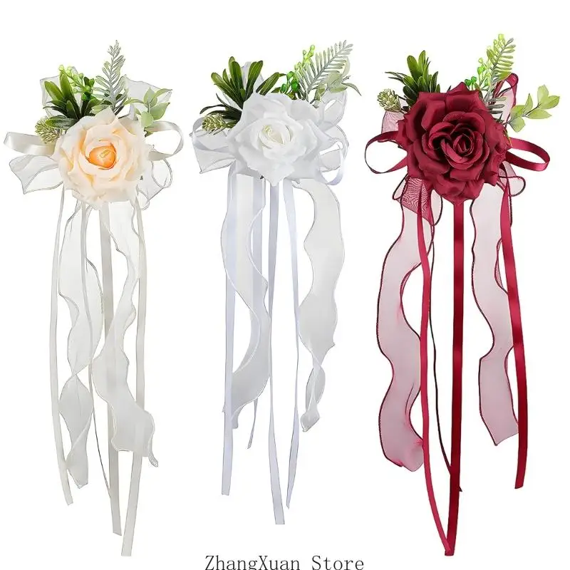 Hochzeitsauto-Rosenornament für Spiegelplatzierung und Zeremonien-Styling 3XUF – Detail 3