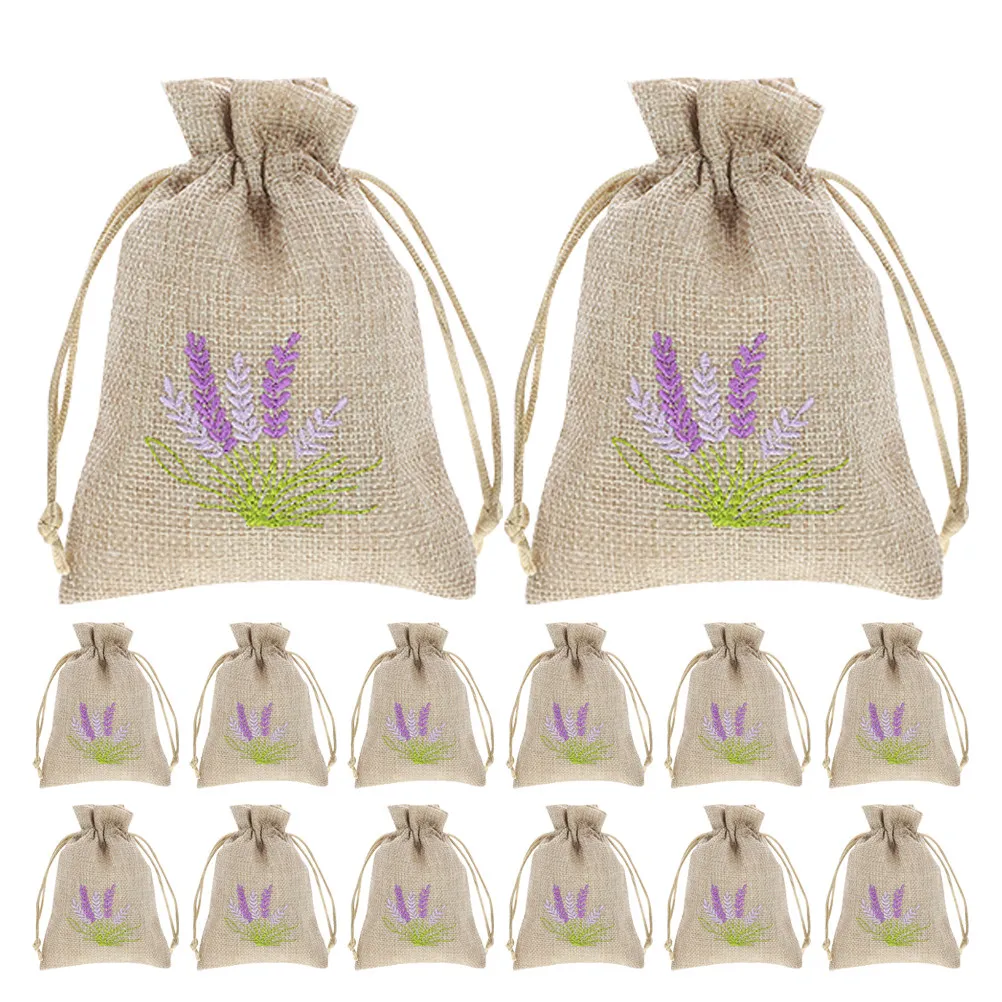 22Pcs Linen Lavender Sachet Bags Drawstring Pouches Refillable Small Jewelry Spice Storage Scented Organizer Home Car