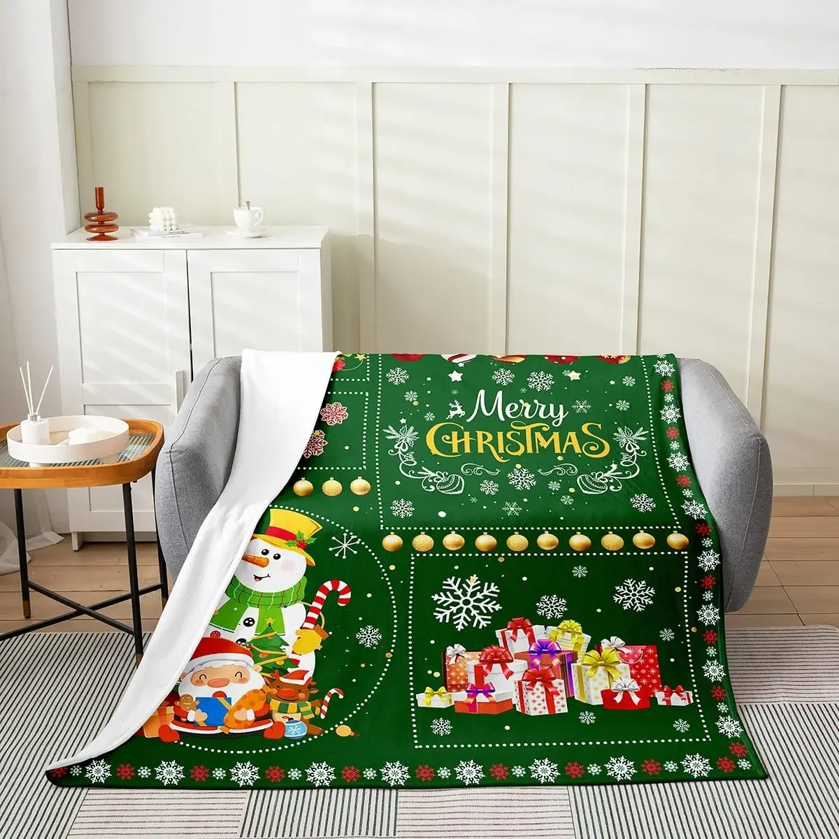 Christmas Throw Blanket Santa Claus Christmas Elk Fuzzy Blanket for Sofa Couch Flannel Blanket for Kids Boy Girl New Year's Gift