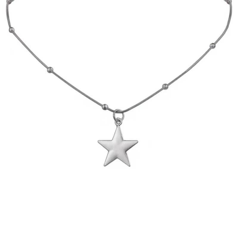 Y2k Star Pendant Necklace Alloy Texture Pendant Neck Jewelry Party Jewelry Suitable for Wedding Party and Daily Wear