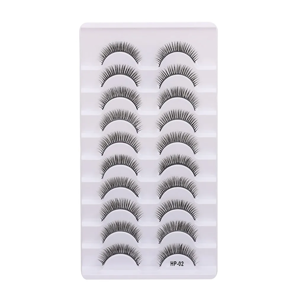 10 Pairs Natural Long False Eyelashes Black Stem Fluffy Manga Lashes Soft Cross 3D Mink Eyelashes Eyelash Extension