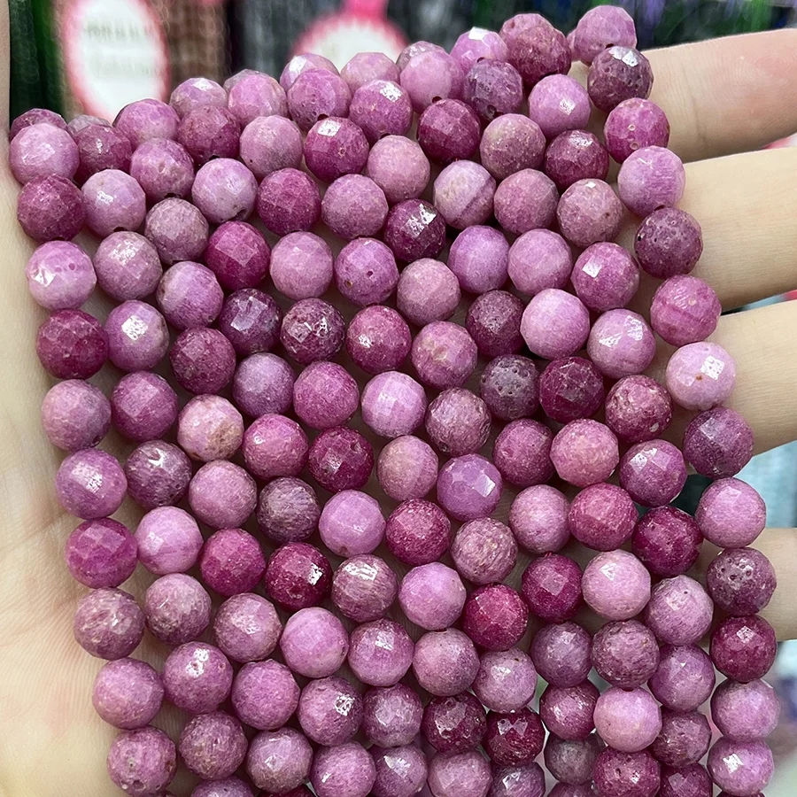 High Quality Natural Red Ruby Stone Beads Faceted Loose Spacer For Jewelry Making DIY Necklace Bracelet 15'' 8mm 10mm