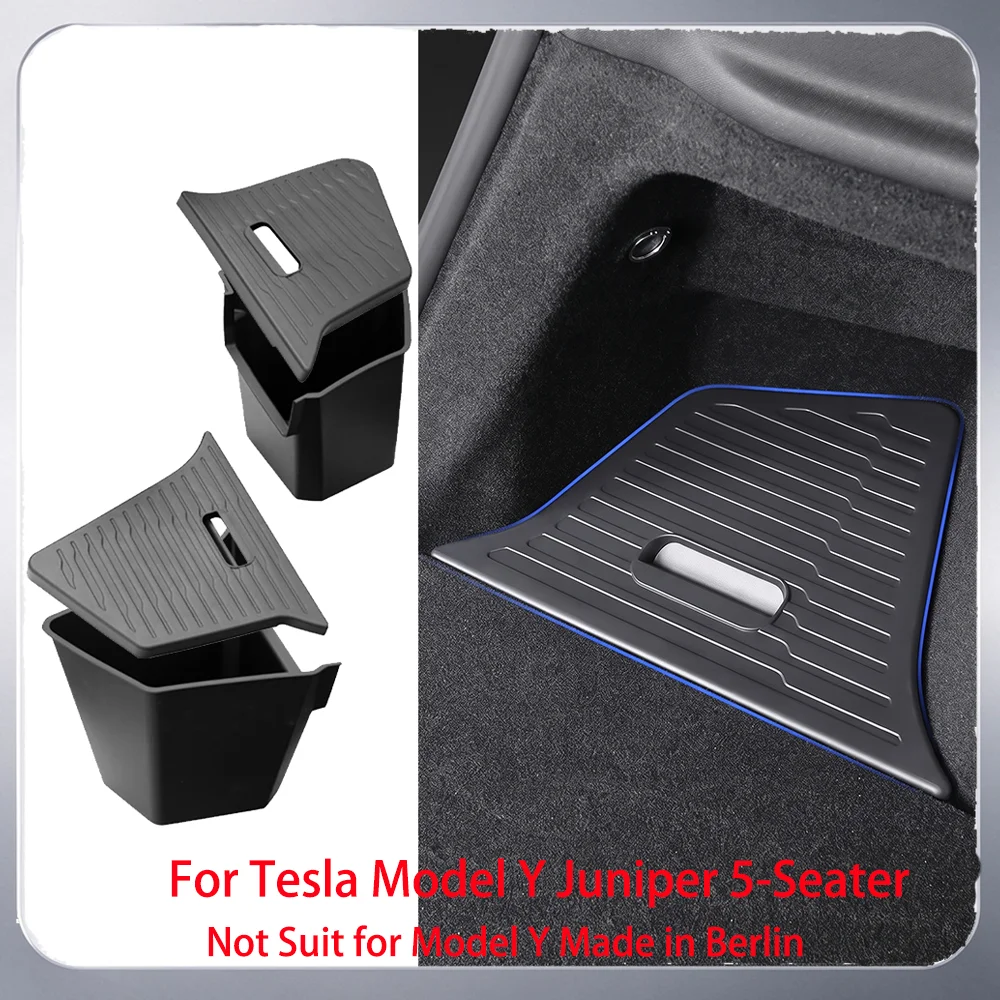 For Tesla Model Y Juniper 2025 5-Seater Trunk Side Storage Box Flocked TPE Anti-Dirty Mat Cargo Organizer Interior Accessories
