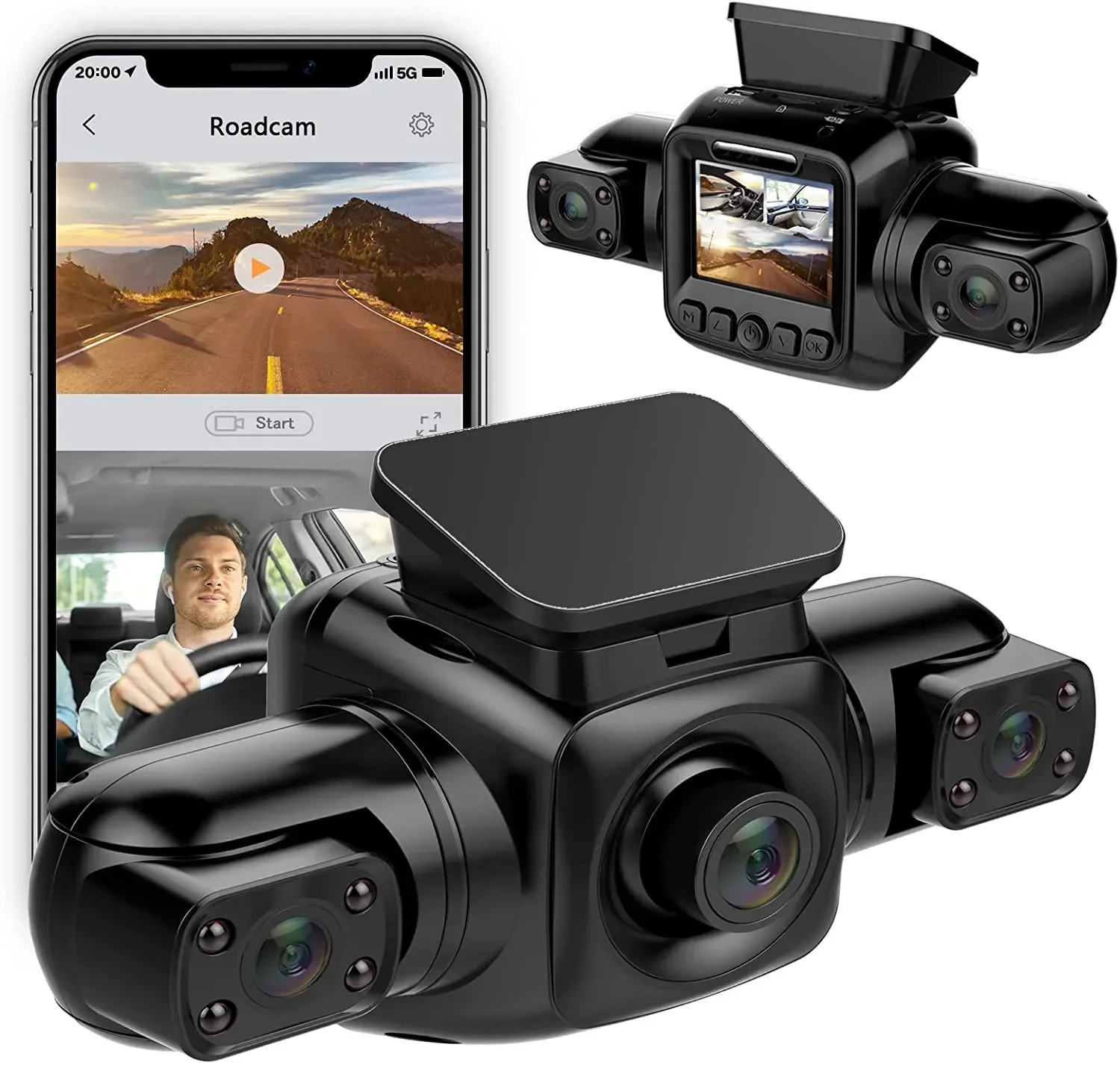 4 Camera 1080P+1080P+1080P Car DVR WiFi GPS Logger Night Vision Dual Lens Dash Cam with Rearview Lens 3 Channel Car Camcorder