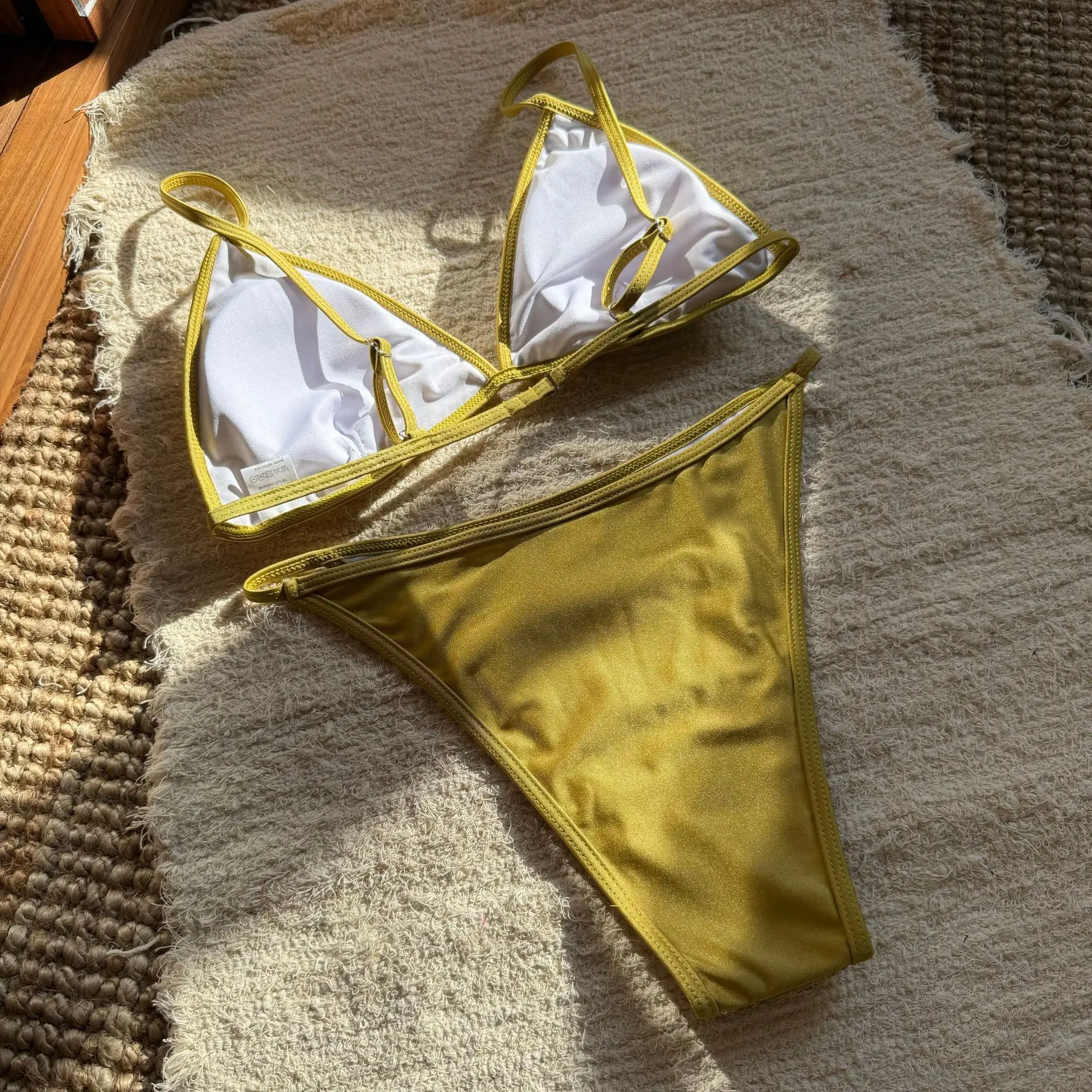 섹시한 반짝이 스팽글 시니 비키니 세트 두 조각 끈 수영복 비치웨어 수영복 수영복 biquini Tankini