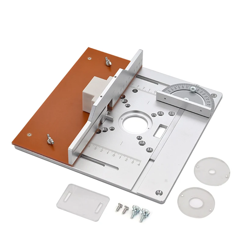 Aluminium Router Table Insert Plate Electric Wood Milling Flip Board with Miter Gauge Guide Set Table Saw Woodworking Workbench