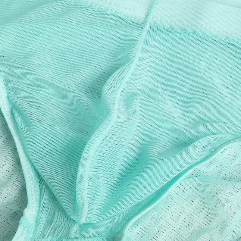 Solid-colored thin transparent mesh ice silk underpants, breathable and fashionable low-waisted triangular pants for young men