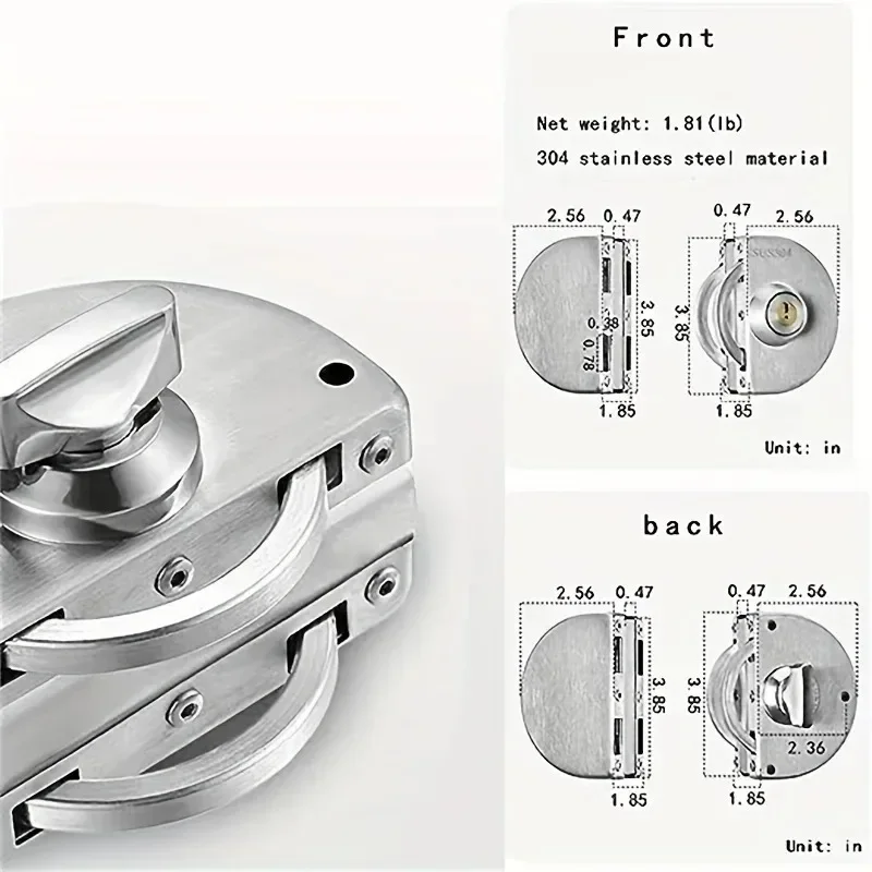 1/2 Piece Glass Display Cabinet Display Cabinet Door Glass Lock Without Punching Installation Household Tools with 3 Keys Ing