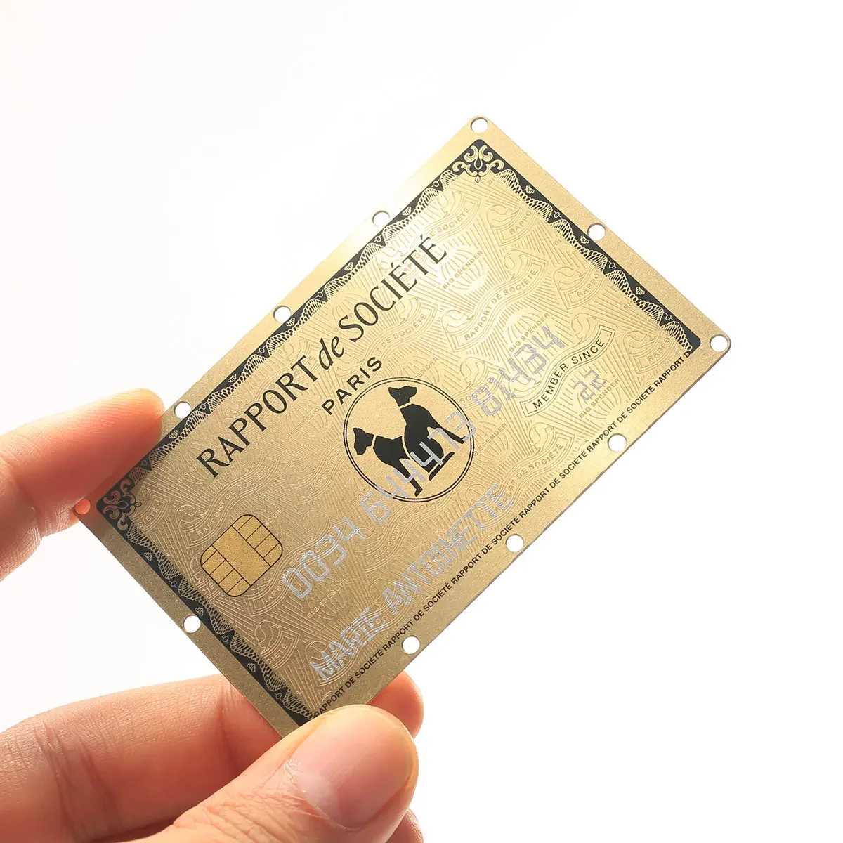 Cartão de membro VIP metálico Cartão de visita de crédito em ouro escovado com chip