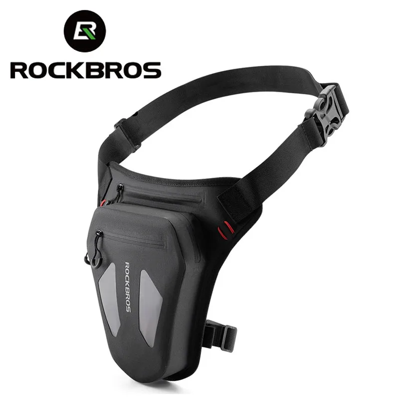 ROCKBROS-bolsa para motocicleta, riñonera cruzada para ciclismo, paquete para exteriores, bolsa ajustable impermeable para pierna de Moto, equipo