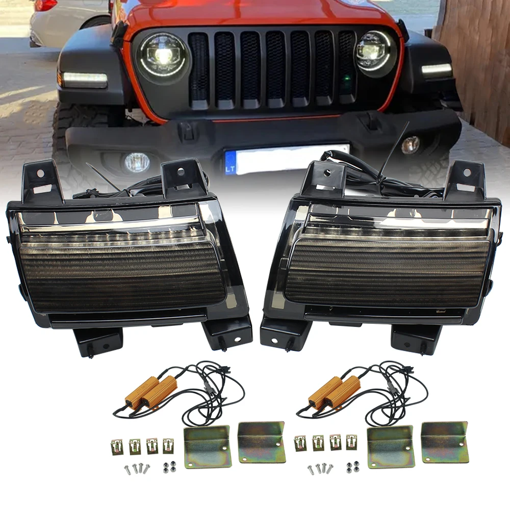 

Светодиодные указатели поворота на крыле DRL для Jeep Wrangler JL Sport 2018 2019 2020, дневные ходовые огни