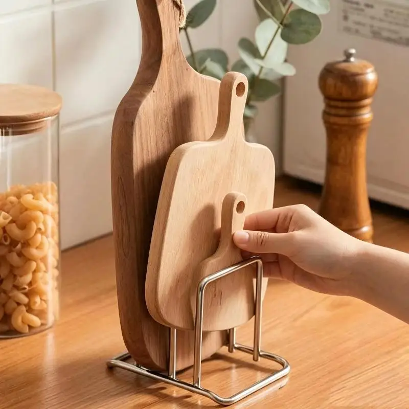 Hot Stainless Steel Household Pot Lid Rack Cutting Board Rack Kitchen Cutting Board Storage Rack Countertop Vegetable Board Rack