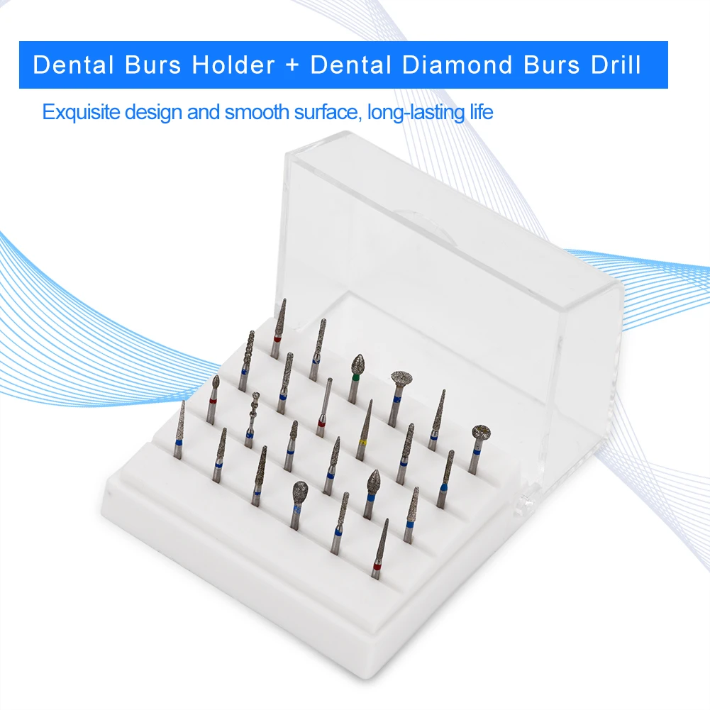 24 Holes Dental Burs Holder Dental Diamond Burs Drill High Speed Block Alloy Silicone Autoclavable Box For Dentist Lab Equipment