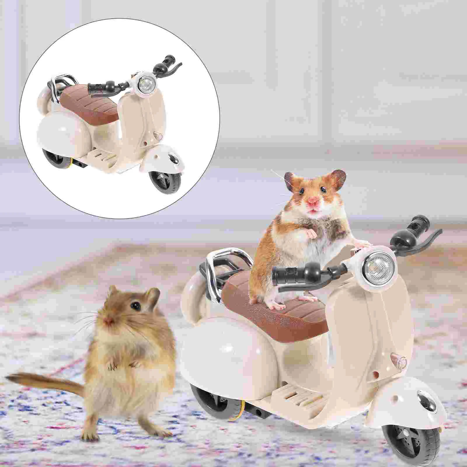 

Hamster Motorcycle Toy Robot Rat Cage Accessories Wheel for Silent Mini Bike Musical Plastic Decor Decompression Chinchilla Car