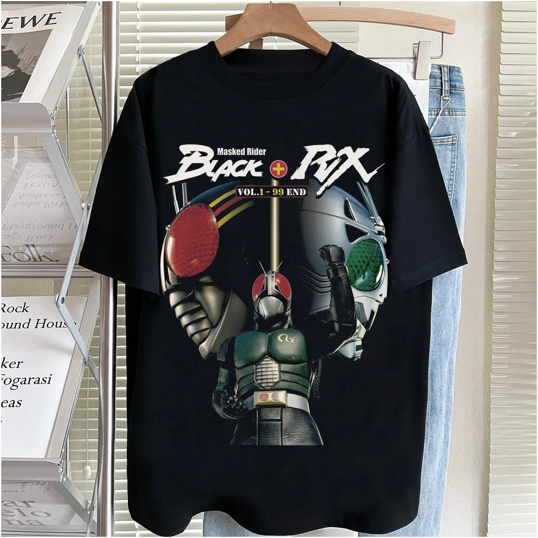 Kamen Knight Shirt Retro Style Japanese Special Photo Unisex Pattern T-shirt Masked Knight Poster Pattern T-shirt Y2k Streetwear