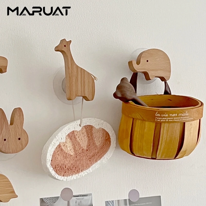 Wooden Hooks Animal Room Decor Children Room Wall Keychain Coat Hook Cabinet Handle Hanger Kitchen Accessories Furniture Handles