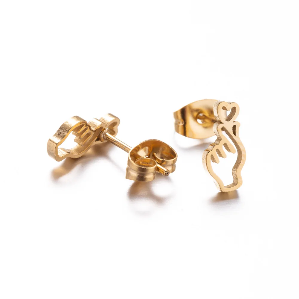 2023 Fashion Star and Moon Heart Gesture Bicycle Heartbeat Stainless Steel Earrings Jewelry Wholesale image 3