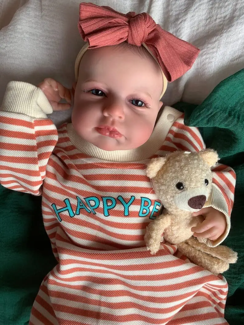 48cm LouLou Awaken Zacht Katoenen Lichaam Reborn Babypop Levensechte Meerdere Lagen Schilderen 3D Huid Handtekening Haar Speelgoed Kunstpop