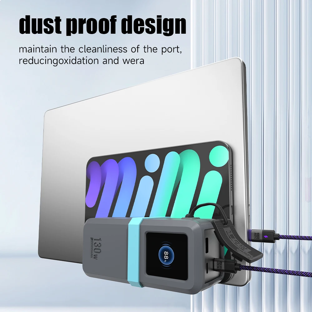 SIKAI حافظة من السيليكون لـ UGREEN Nexode 130W/100W 20000mAh قوة البنك تصميم السفر المحمول مع تخزين كابل البيانات