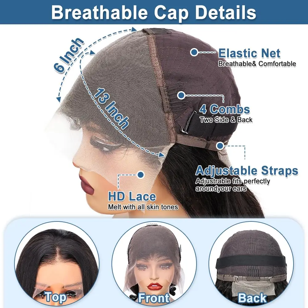 40 بوصة الجسم موجة خصلات الشعر المستعار الإنسان 13x6 Hd الدانتيل الباروكة الأمامية 250 الكثافة 13x4 شفافة قبل قطعها البرازيلي الدانتيل الباروكات للنساء