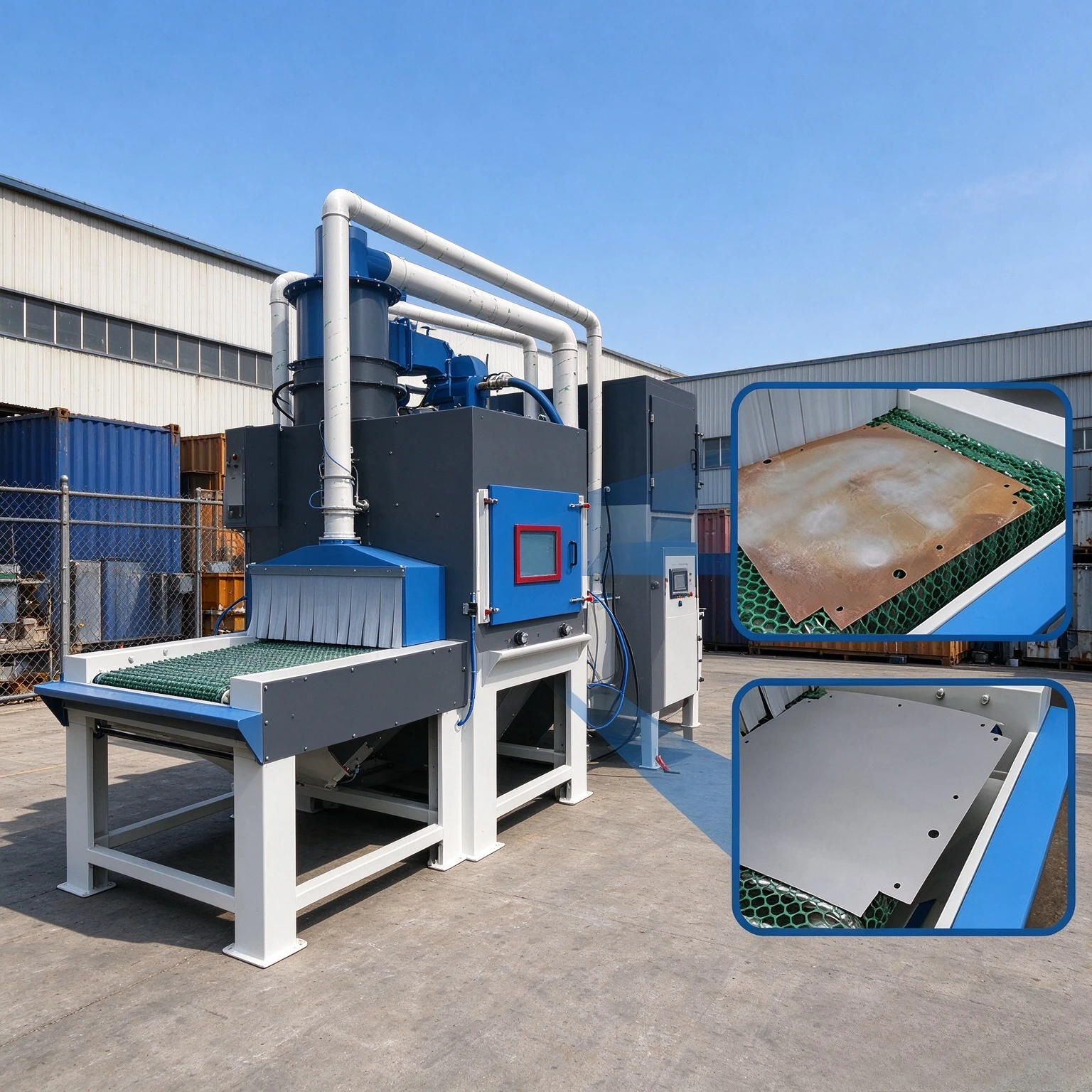 Automatic Sandblast Machine Conveyor Belt Sand Blasting Equipment for Metal Cleaning Customized