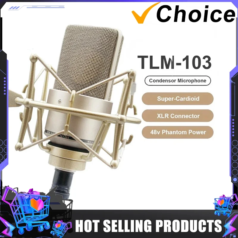 TLM-103 XLR Condenser Microphone Professional Cardioid Studio Mic for Recording Podcasting Voice Over Streaming Home Studio