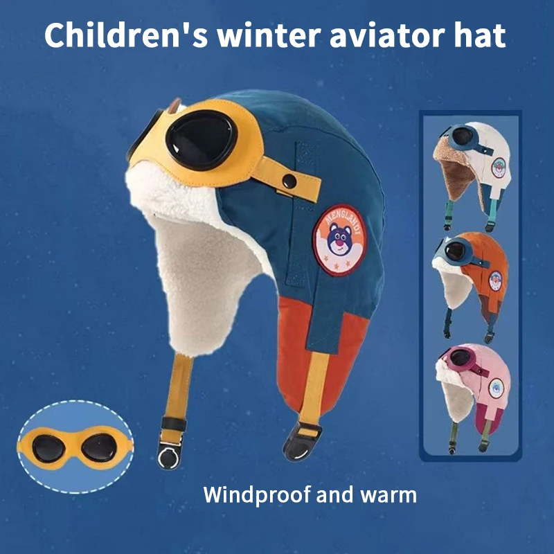 

Children's Aviator Hat, Warm, Windproof, And Ear-protecting For Winter Outdoor Activities,lined With Fleece For Extra Warmth.