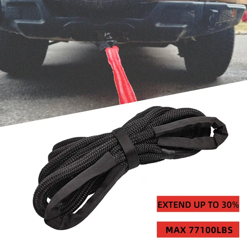 40mm*9m Heavy Duty 35000KG/77100LBS Kinetic Recovery Rope Off-Road Emergency Rescue High Tensile Force Towing Rope Soft Shackle