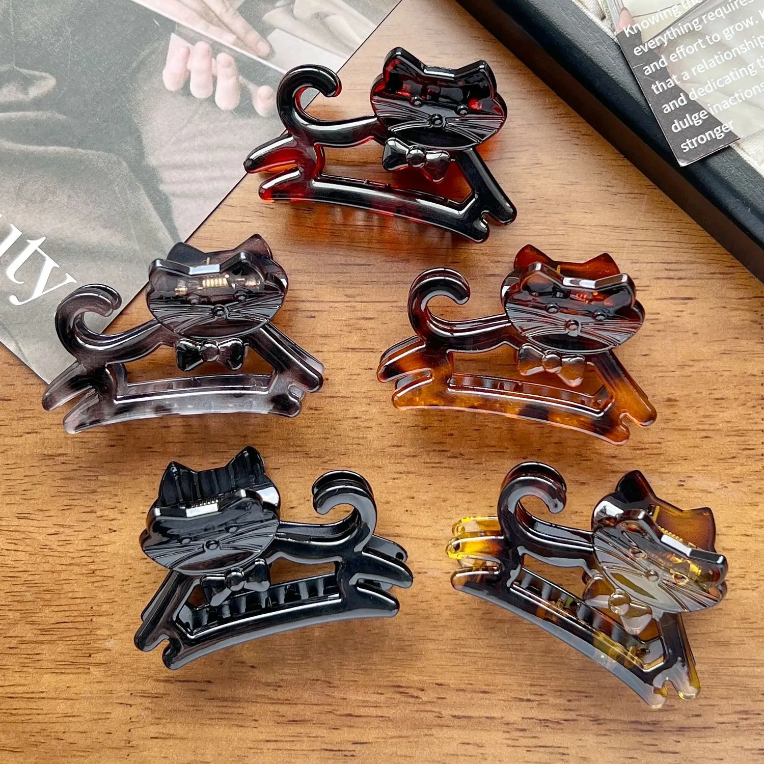 الكورية لطيف الكرتون القط الاكريليك مشبك شعر السلطعون مشبك شعر القرش القط المشابك دبوس الشعر أغطية الرأس للنساء فتاة إكسسوارات الشعر #1