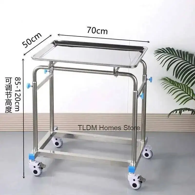 Cart Steel Auxiliary 304 with Thickened Stainless Wheels Multifunctional Medical Tray Rack Organizer Cart Medical Tool Trolley