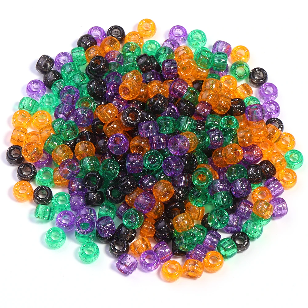 200 Stück 6 x 9 mm bunte Pony-Perlen, modisch, großes Loch, Acryl-Perlen, für Kinder, DIY-Schlüsselanhänger, Basteln, Dekorationen, Zubehör – Detail 5