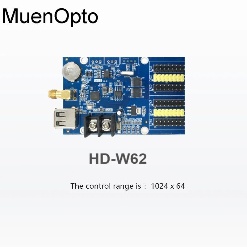 Tarjeta de control de pantalla LED colorida de un solo color, wifi móvil, control inalámbrico, HD-W60 /W62/W63/W64/W66