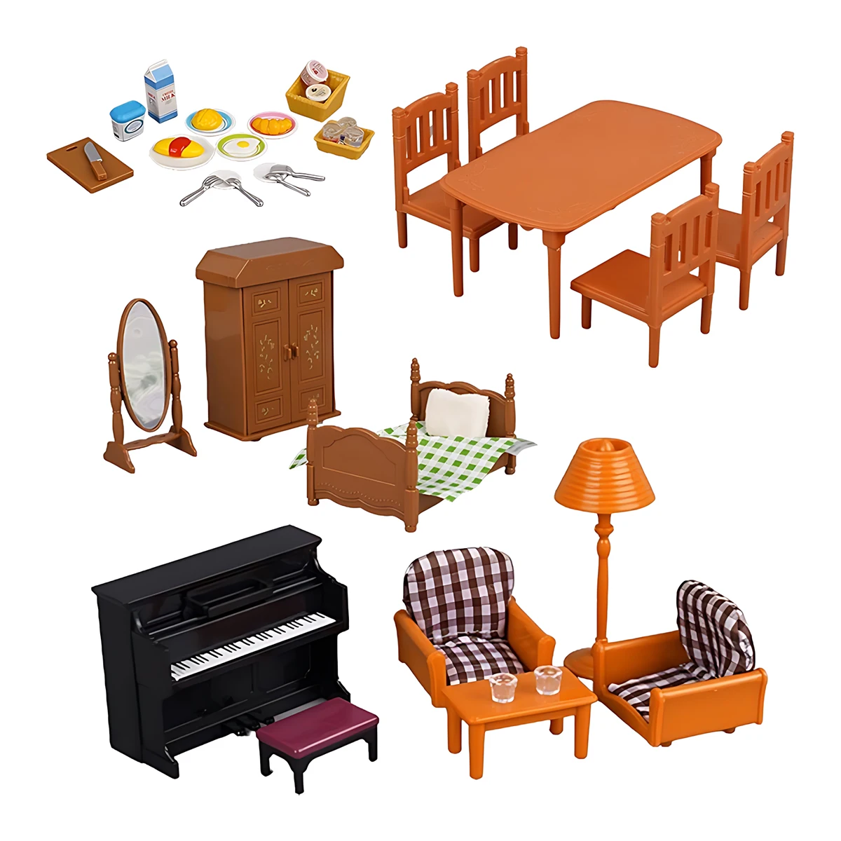 Miniature Furniture 1:12 Dollhouse Kitchen Livingroom Bedroom Set DIY Scene Doll Play Decoration Girl Toy House Birthdays Gifts