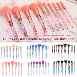 10 Pcs/set Crystal Makeup Brushes Powder Foundation Eyeshadow Eyebrow Cosmetics Face Makeup Brush Set