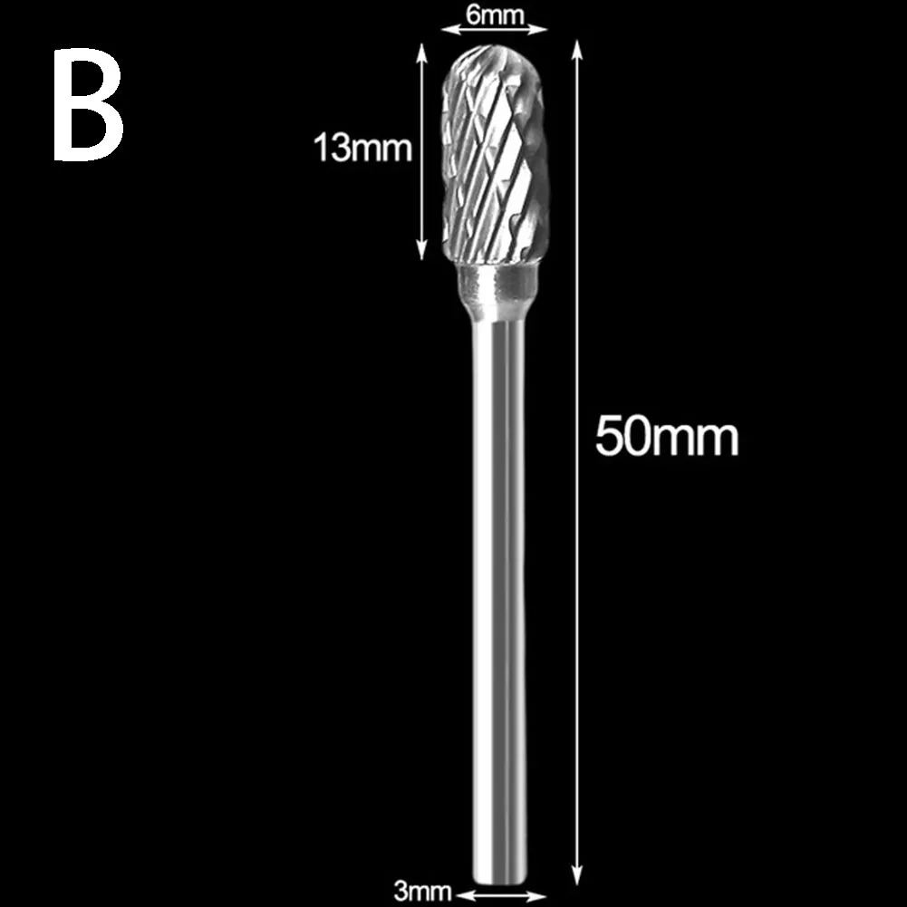 Lime rotanti in carburo di tungsteno da 3mm punta per fresa rotante in lega dura per intaglio del legno sbavatura rettifica scolpire taglierina per