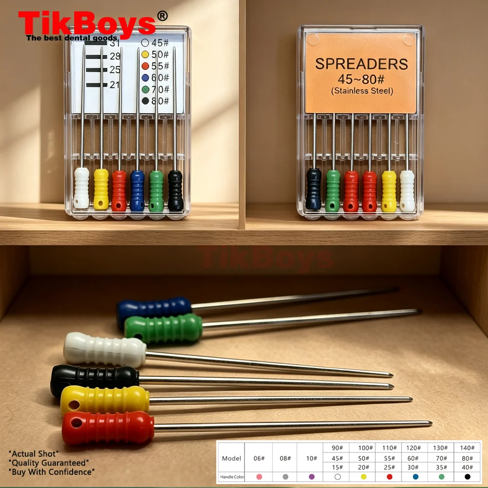 6Pcs/Pack 25/31MM Endodontic Dental Spreaders Files Root Canal Lateral Condenser Hand Spreader 20# 06-80# Dental Dentistry Tools