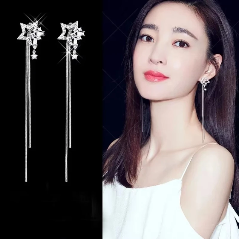 Nowy projekt biżuteria ślubna luksusowe przezroczysta cyrkonia kolczyki eleganckie 925 Sterling Silver Star stadniny kolczyki dla kobiet — zdjęcie 5
