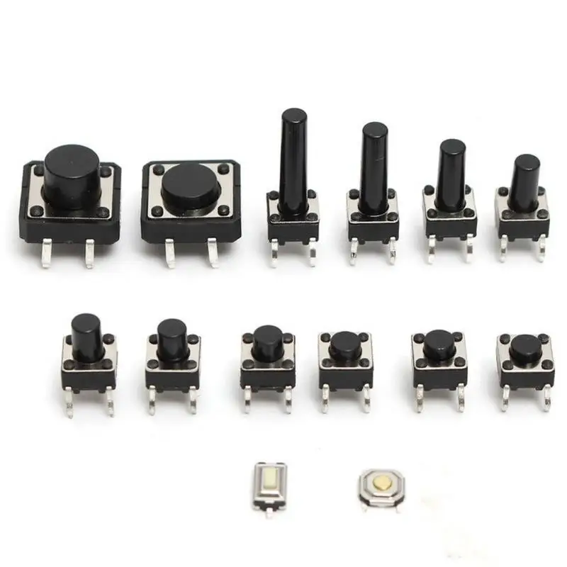 140Pcs 14 Types Momentary Tactile Push Button Switch SMD Assortment Kit 100000 Cycles Popular