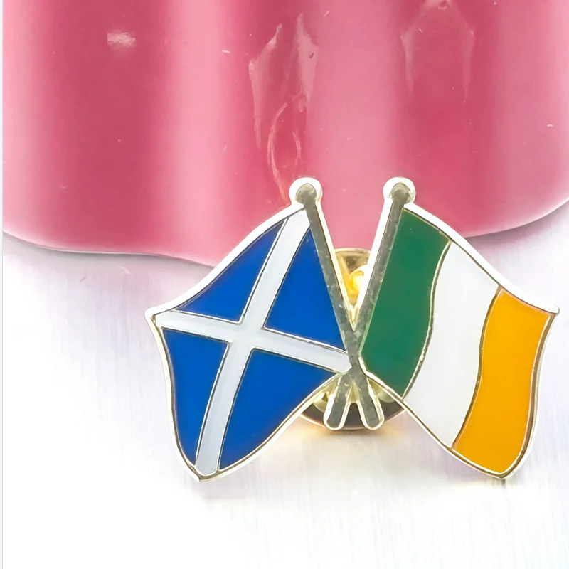 Scotland Ireland Flag Metal Soft Enamel Lapel Badge Pins Brooches