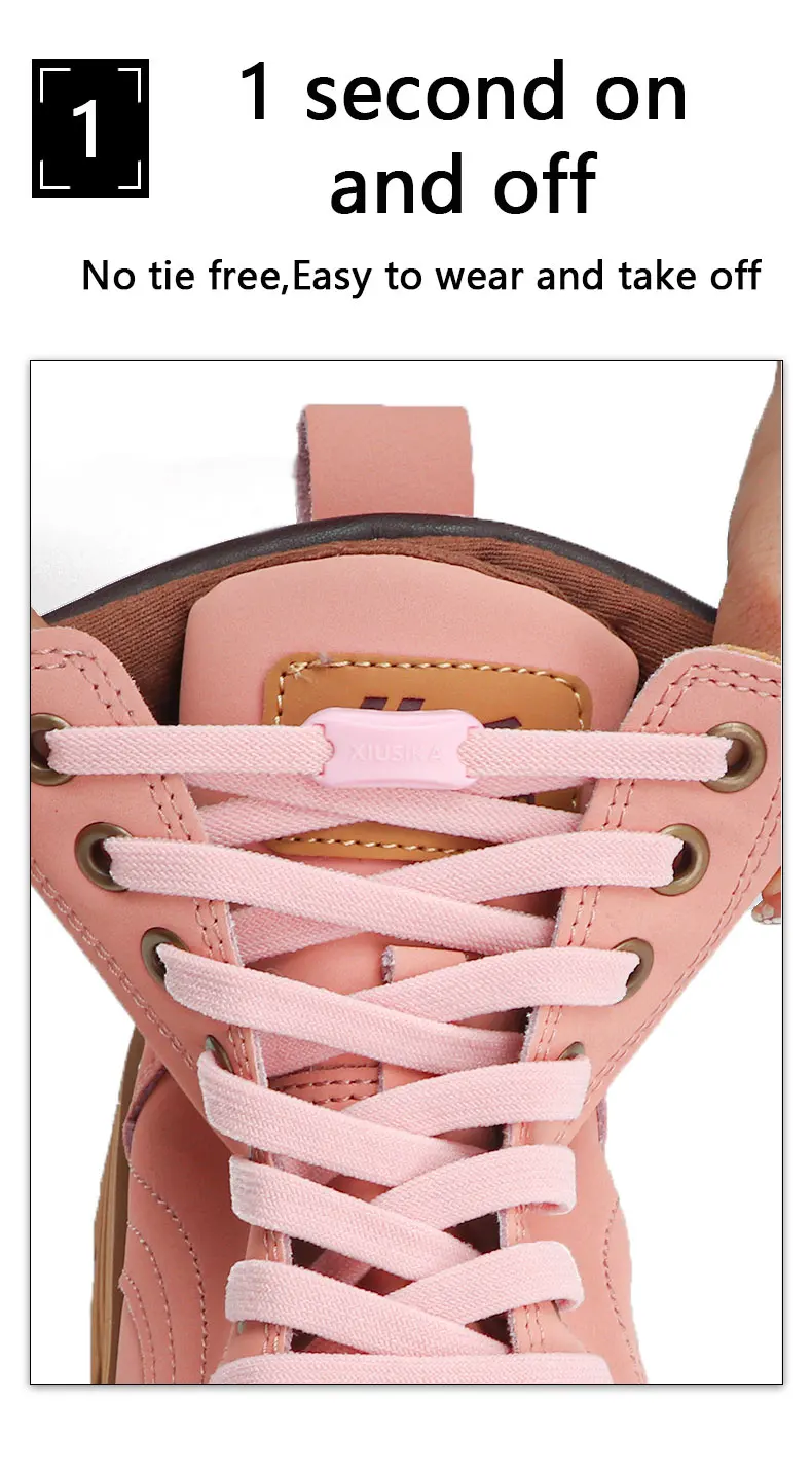 Elastische flache Schnürsenkel ohne Krawatte für Kinder und Erwachsene, verstellbare, gebundenlose Schnürsenkel ohne Krawatten, Schnürsenkel für Sneakers, Stretch-Schnürsenkel – Detail 3