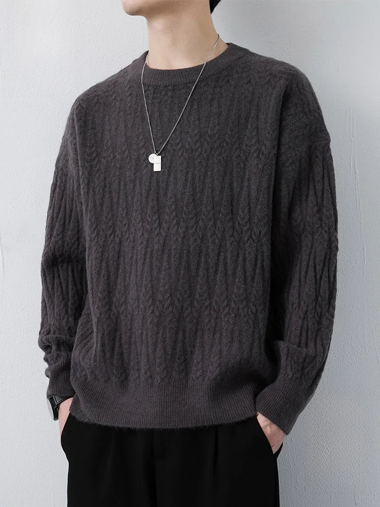 

PaulFrank Men's round Ne Knitted Sweater Loose Fit Casual Sle Inner Wear Autumn Winter New Twist Flower Design Comfortable