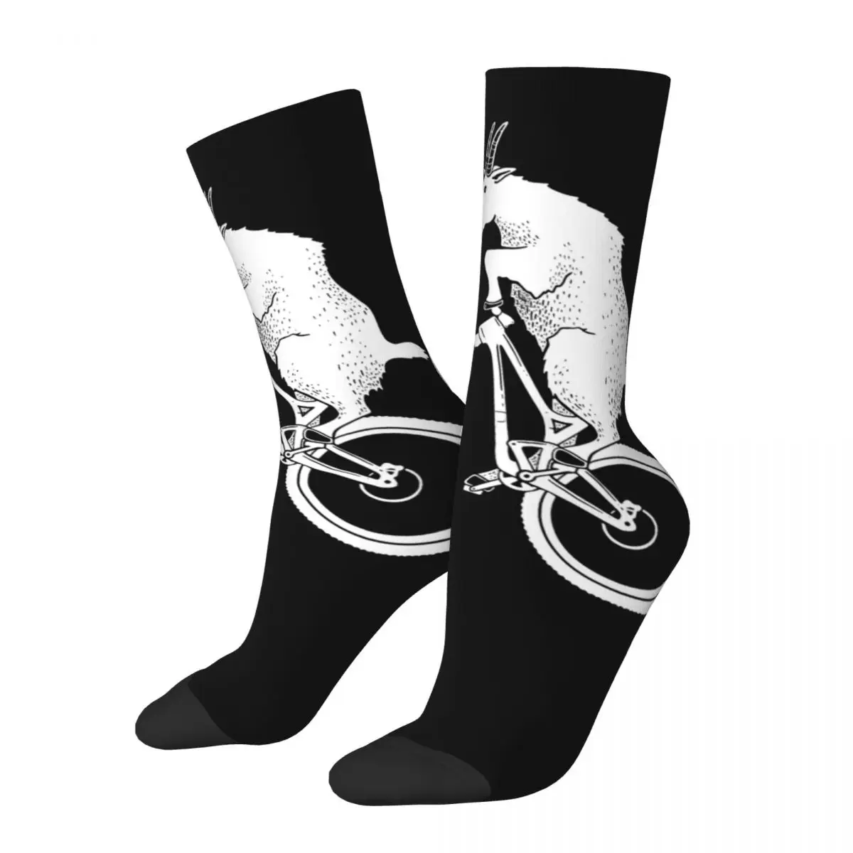 Funny Happy Men's compression Socks Goat Retro Harajuku Mountain Bike MTB Cycling Hip Hop Novelty Casual Crew Crazy Sock Gift