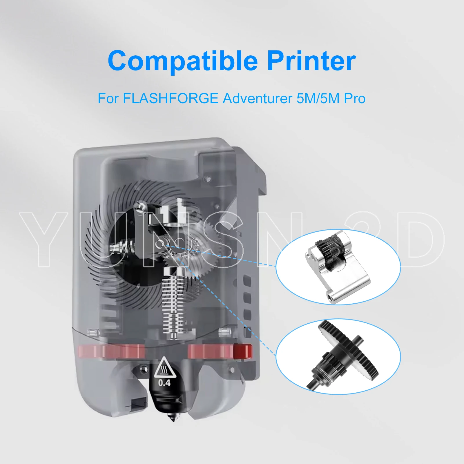 Zahnradsatz für Flashforge Adventurer 5M/5M Pro Extrusionskopf CNC Nanobeschichteter Extruder Dual Drive Gear 3D-Drucker Hotend Druckteil – Detail 7