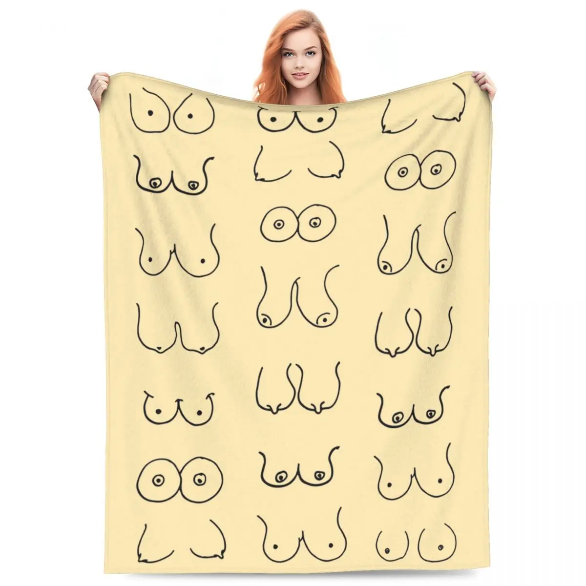 Black And White Tits Drawing Blankets Flannel Sofa Throw Blanket Lightweight for Home Bedroom Office Throws Bedspread Quilt