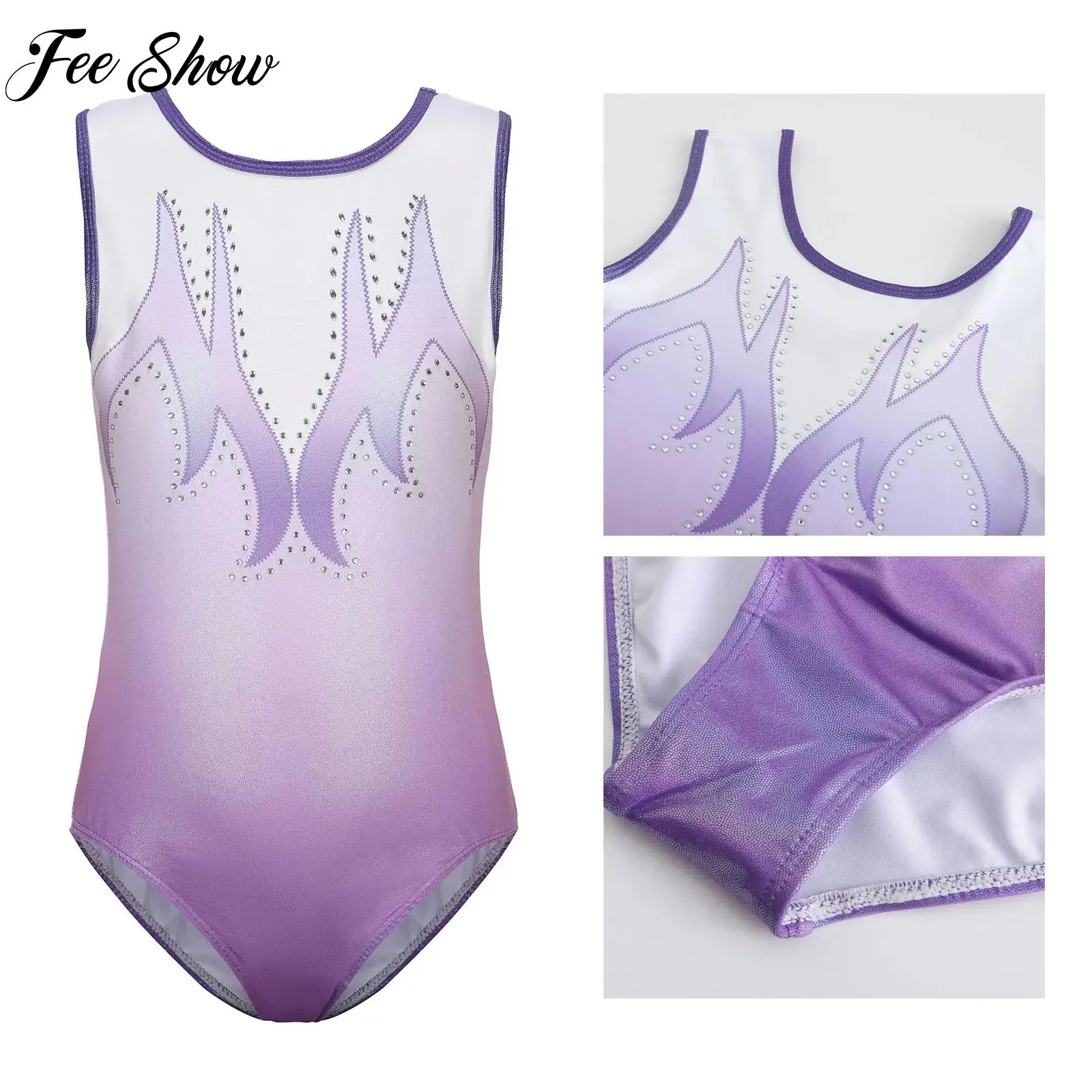 Maillots de Ballet para Niñas, Traje Metálico sin Mangas para Patinaje Artístico, Gimnasia, Actuaciones y Competencias, Ropa de Danza